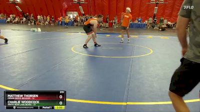 215 lbs Round 3 (6 Team) - Charlie Woodcock, White Bear Lake Bears vs Matthew Thorsen, Cedar Grove-Belgium