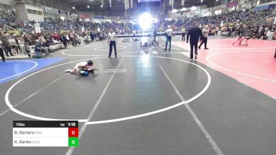 75 lbs Quarterfinal - Brison Romero, War vs Keaton Banks, Dove Creek Bulldogs