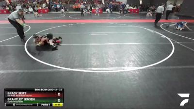 72 lbs Champ. Round 1 - Brady Seitz, De Pere Redbirds Youth vs Brantley Jensen, Northwestern