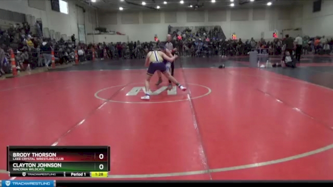 130 lbs Quarterfinal Brody Thorson Lake Crystal Wrestling Club vs Clayton Johnson Waconia Wildcats