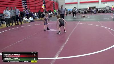 45 lbs Cons. Round 3 - Windham Woods, River Rats Wrestling Club vs Oakley Culver, Piedmont Wrestling Club