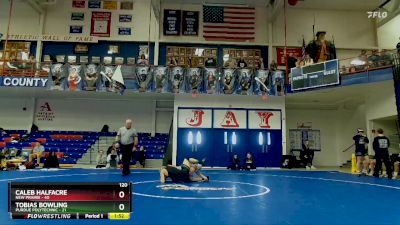 120 lbs Quarters & Wb (16 Team) - Tobias Bowling, Purdue Polytechnic vs Caleb Halfacre, New Prairie