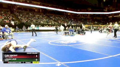 132 Class 1 lbs Champ. Round 1 - Cuin Vincent, West Platte vs Logan Laux, Fatima