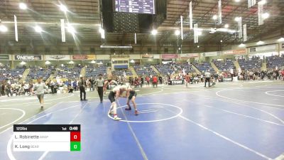 120 lbs Consi Of 16 #1 - Luke Robinette, Arapahoe vs Kash Long, Bear Cave WC