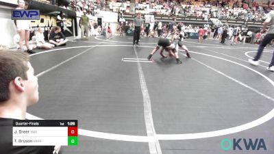 92-96 lbs Quarterfinal - Jett Greer, Shelton Wrestling Academy vs Tucker Bryson, Harrah Little League Wrestling