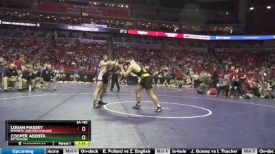 3A-182 lbs Champ. Round 2 - Logan Massey, Epworth, Western Dubuque vs Cooper Agosta, Bettendorf