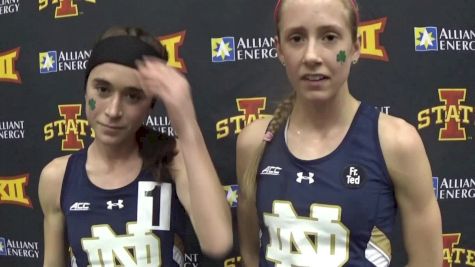 Molly Seidel, Anna Rohrer after working together to run 15:47 at Iowa State