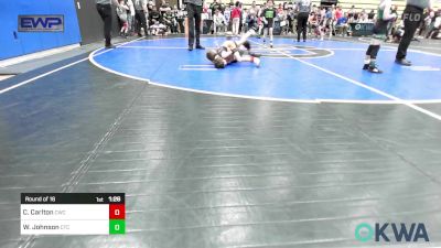 58 lbs Round Of 16 - Cooper Carlton, Cowboy Wrestling Club vs Wake Johnson, Comanche Takedown Club