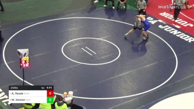 212 lbs Round Of 16 - Aiden Resek, Reynolds vs Mason Keister, Diocese Of Erie