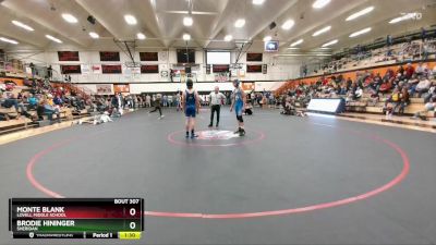 155 lbs Semifinal - Brodie Hininger, Sheridan vs Monte Blank, Lovell Middle School