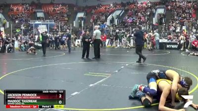 122 lbs Cons. Semi - Jackson Pennock, Harper Creek Youth Wrestling vs Maddoc Taszreak, Grand Ledge WC