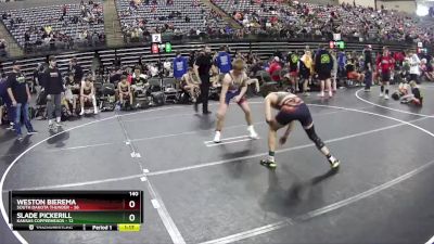 140 lbs Quarterfinals (8 Team) - Weston Bierema, South Dakota Thunder vs Slade Pickerill, Kansas Copperheads