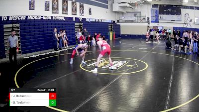 127 lbs Cons. Semi - Joshua Dobson, Punxsutawney Area Hs vs Drake Taylor, West Branch Hs