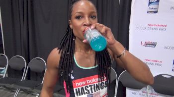 Natasha Hastings after breaking the 300 US record
