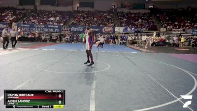 D 1 157 lbs Cons. Round 2 - Aiden Sandoz, Lafayette vs Rapha Boiteaux, John Ehret