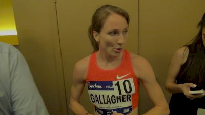 Kerri Gallagher hoped to reel in Shannon Rowbuy during the Wanamaker Mile