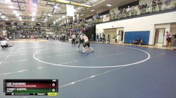 285 lbs Cons. Round 1 - Lee Zagorski, Cornell/Gilman/Lake Holcombe vs Corey Koeppl, Edgar