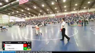 120 lbs Quarterfinal - Jordan Reynolds, Snake River Youth Wrestling Cl vs Taylor Hood, 208 Badgers