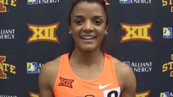 Kaela Edwards after winning mile, 1k and running 4x4 at Big 12, Still undecided for NCAAs