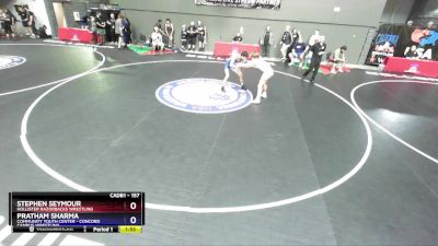 157 lbs Champ. Round 2 - Stephen Seymour, Hollister Razorbacks Wrestling vs Pratham Sharma, Community Youth Center - Concord Campus Wrestling