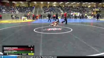 71 lbs Cons. Round 2 - Roberto Pineda, Rock Of Redmond vs Weston Lovell, Cascade Mat Club