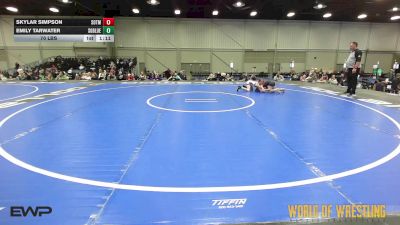 70 lbs Rr Rnd 3 - Skylar Simpson, Sisters On The Mat vs Emily Tarwater, Super Girls K-6 Blue