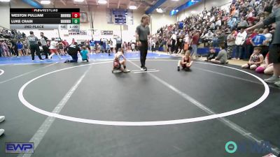 55 lbs 2nd Place - Weston Pulliam, Skiatook Youth Wrestling vs Luke Crain, Skiatook Youth Wrestling