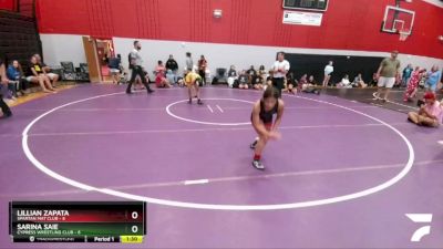 100 lbs Round 5 (8 Team) - Lillian Zapata, Spartan Mat Club vs Sarina Saie, Cypress Wrestling Club