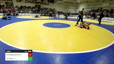 141 lbs Consi Of 16 #1 - Nathan Klingensmith, Norwin (PA) vs Austin Ellis, Davis (UT)