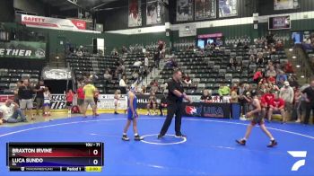 71 lbs Champ. Round 1 - Braxton Irvine, IA vs Luca Sundo, PA