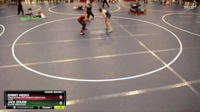 130 lbs Champ. Round 1 - Jack Smude, Blaine Wrestling vs Embry Meeks, Coon Rapids Mat Bandits Wrestling Club