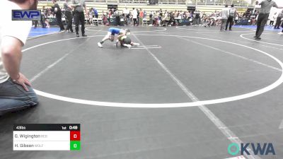 43 lbs Consi Of 4 - Gavin Wigington, Blaine County Grapplers vs Haxen Gibson, Wolfpak Wrestling