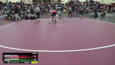 125-128A 1st Place Match - Thomas Coyle, Drexler Middle School vs Aaven Behrens, Alburnett