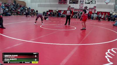 285 lbs Semifinal - Ryan Babatz, Buffalo vs Griffin Evans, Redwood Valley