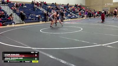 197 lbs Cons. Round 5 - Jonas Baekkelund, Simon Fraser (B.C.) vs Stone Robledo, Eastern Oregon University (OR)