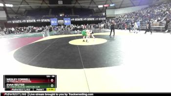 98 lbs Champ. Round 1 - Wesley Corriell, Tri-Town Bullyz Wrestling vs Evan Reuter, Gig Harbor Grizzlies Wrestling Club