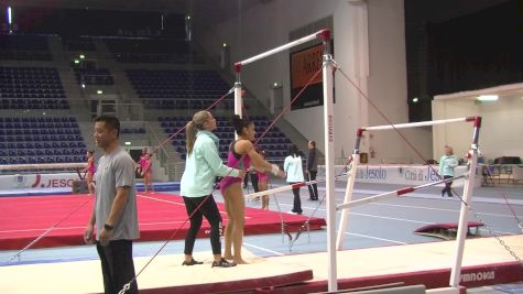 Laurie Hernandez Connects Ricna To Pak In Second Half On Bars (USA) - Day 1 Training, Jesolo 2016