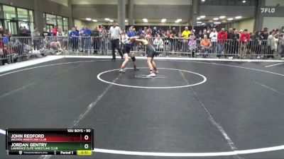 90 lbs Cons. Round 2 - Jordan Gentry, Lawrence Elite Wrestling Club vs John Redford, Wichita Wrestling Club