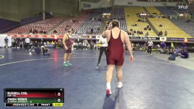 285 lbs 2nd Wrestleback (16 Team) - Russell Coil, Coe vs Owen Reber, Alvernia University