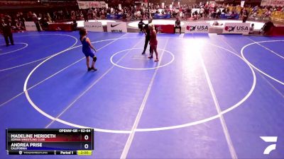 62-64 lbs Round 3 - Madeline Merideth, Somar Wrestling Club vs Andrea Prise, California