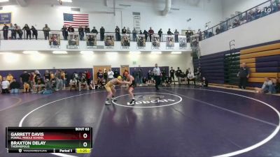 105 lbs Quarterfinal - Braxton Delay, Thermopolis vs Garrett Davis, Powell Middle School