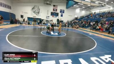 105 lbs Champ. Round 1 - Felix Matthiesen, Worland Middle School vs Clint Kimes, Thermopolis Middle School