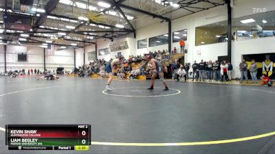 184 lbs Quarterfinal - Kevin Shaw, Huntingdon College vs Liam Begley, Marian University (IN)