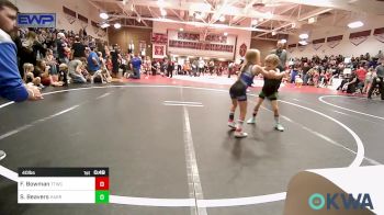 40 lbs Consi Of 8 #2 - Finlee Bowman, Team Tulsa Wrestling Club vs Sadie Beavers, Harrah Little League Wrestling