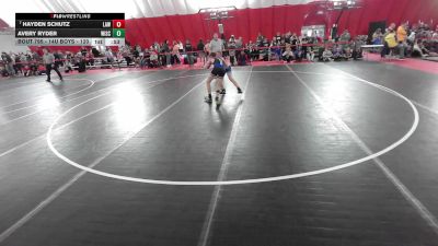 14U Boys - 120 lbs Cons. Round 3 - Hayden Schutz, LaCrosse Area Wrestlers vs Avery Ryder, Wisconsin