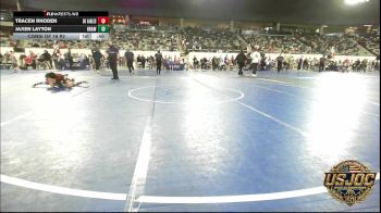 73 lbs Consi Of 16 #2 - Tracen Rhoden, Del City Little League Wrestling vs Jaxen Layton, Brawlers