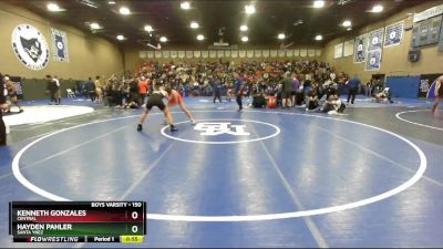 150 lbs Cons. Round 2 - Hayden Pahler, Santa Ynez vs Kenneth Gonzales, Central