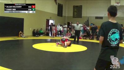 76 lbs Cons. Round 3 - Jillian Vollhardt, Red Wave Wrestling vs Codey Her, Red Star Wrestling Academy