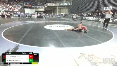 2A 120 lbs Quarterfinal - Caleb Evanger, White River vs Miguel Fernandez, Burlington-Edison