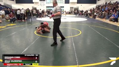 190 lbs Cons. Round 5 - DeShawn Cobbs, Fullerton vs Brian Valdespino, Downey